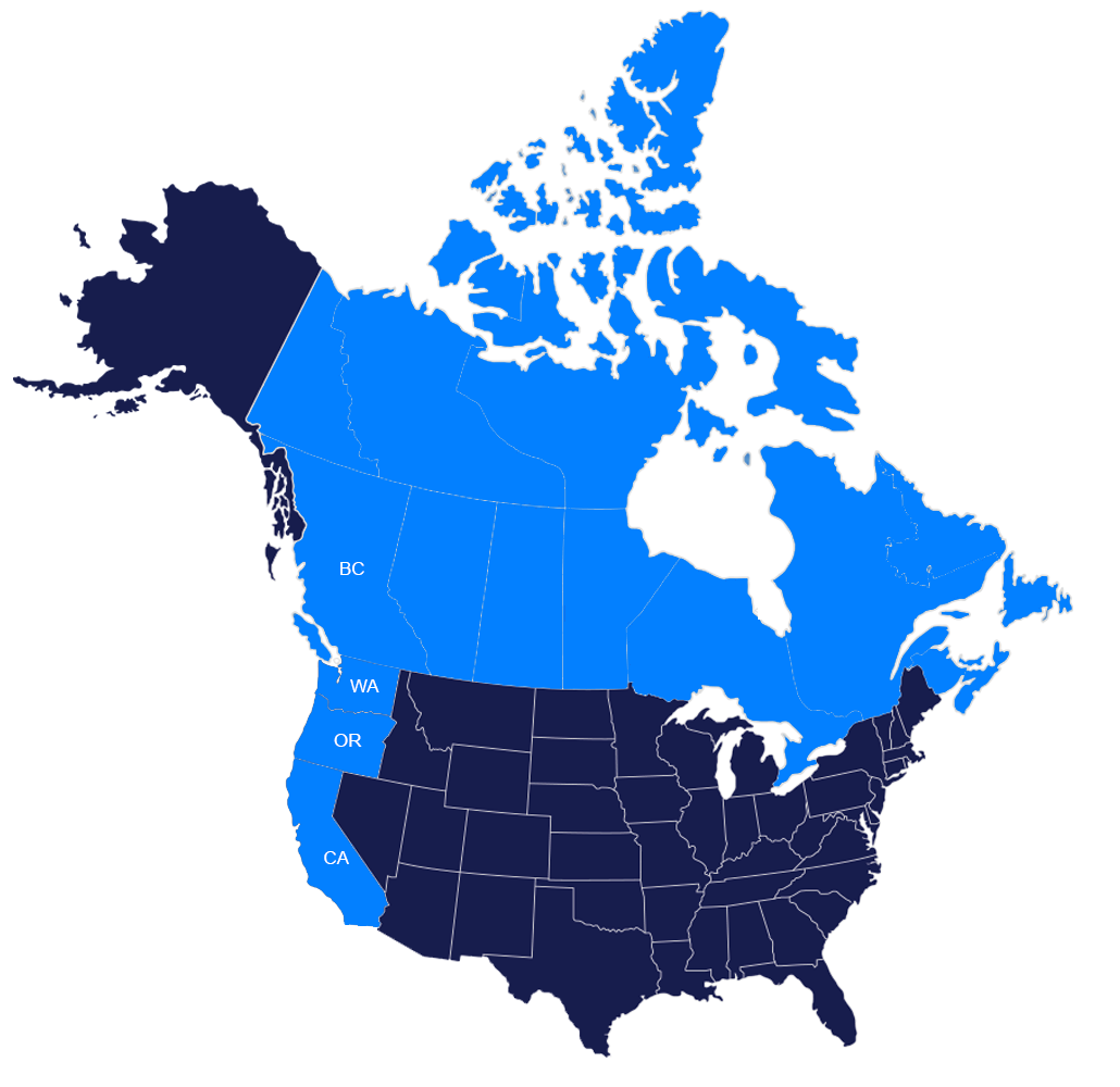 Map of the USA showing LCFS states